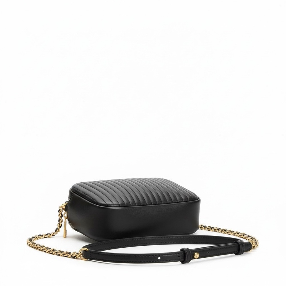 Tory Burch Floral Camera Crossbody Bag Black Nylon Leather Trim - Picture 7 of 12